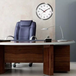 Wall Clocks La Crosse Technology UltrAtomic 14 In. Round Atomic Analog Wall Clock In Silver -Globe Sales chrome la crosse technology wall clocks 404 1235ua ss 44 1000