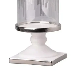 Candle Holders Benjara Admirably Modern Pedestal Candle Holder -Globe Sales clear and silver benjara candle holders bm148650 1f 1000