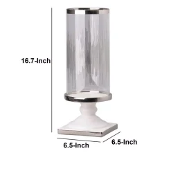 Candle Holders Benjara Admirably Modern Pedestal Candle Holder -Globe Sales clear and silver benjara candle holders bm148650 44 1000