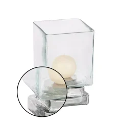 LITTON LANE 6 In. Cube-Shaped Frosted Glass Hurricane Candle Holders (Set Of 2) -Globe Sales clear litton lane candle holders 24686 4f 1000