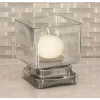 LITTON LANE 6 In. Cube-Shaped Frosted Glass Hurricane Candle Holders (Set Of 2)