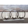 Candle Holders LITTON LANE Glass, Aluminum And Marble 3-Light Candle Holder -Globe Sales clear litton lane candle holders 38041 64 1000