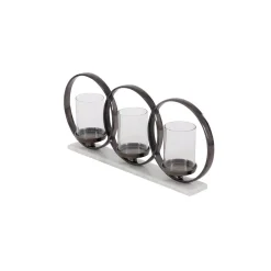 Candle Holders LITTON LANE Glass, Aluminum And Marble 3-Light Candle Holder -Globe Sales clear litton lane candle holders 38041 c3 1000