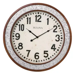 Wall Clocks Bulova Cherry Wood Round 24 In. Wall Clock
