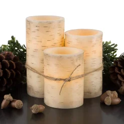 Flameless Candles Lavish Home Cream Flameless Birch Bark Candle Set -Globe Sales cream lavish home flameless candles m022008 1f 1000