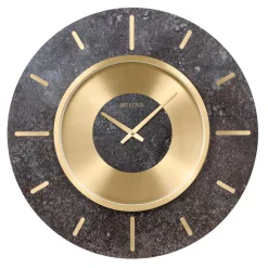 Wall Clocks Bulova Oversized 23 In. Gallery Wall Clock With Brushed Brass Bezel