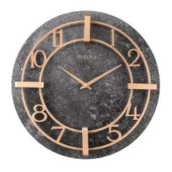 Wall Clocks Bulova Retro Classic Granite Tone 16 In. Round Wall Clock