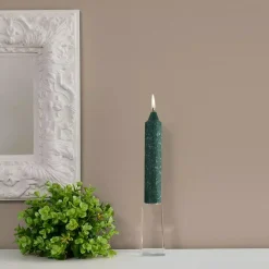 ROOT CANDLES 7 In. Timberline Collenette Dark Green Dinner Candle (Box Of 4) -Globe Sales dark green root candles candles 59769 31 1000