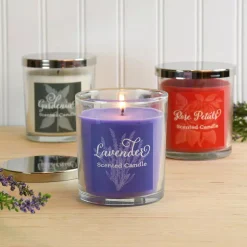 LUMABASE Floral Collection Scented Candles In 10 Oz. Glass Jars (Set Of 3) -Globe Sales floral lumabase candles 27003 4f 1000