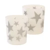 Flameless Candles LUMABASE Silver Stars Battery Operated LED Candles (2-Count) -Globe Sales frosted lumabase flameless candles 94902 64 1000