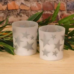 Flameless Candles LUMABASE Silver Stars Battery Operated LED Candles (2-Count) -Globe Sales frosted lumabase flameless candles 94902 c3 1000