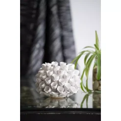 Candle Holders A & B Home Open Coral Gloss White Ceramic Candle Holder