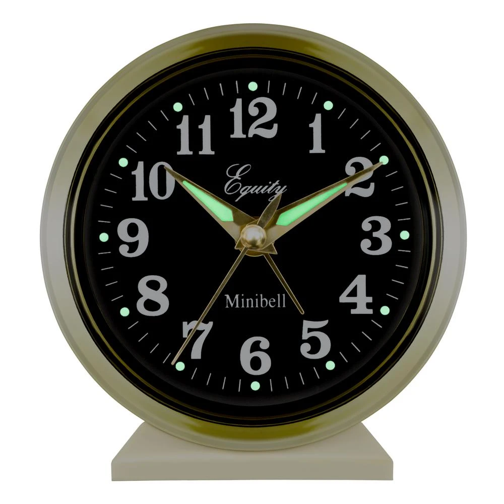 Table Clocks Equity By La Crosse 4 In. Round Analog Wind-Up Bell Metal Alarm Clock 7 Table Clocks Equity By La Crosse 4 In. Round Analog Wind-Up Bell Metal Alarm Clock - Image 5