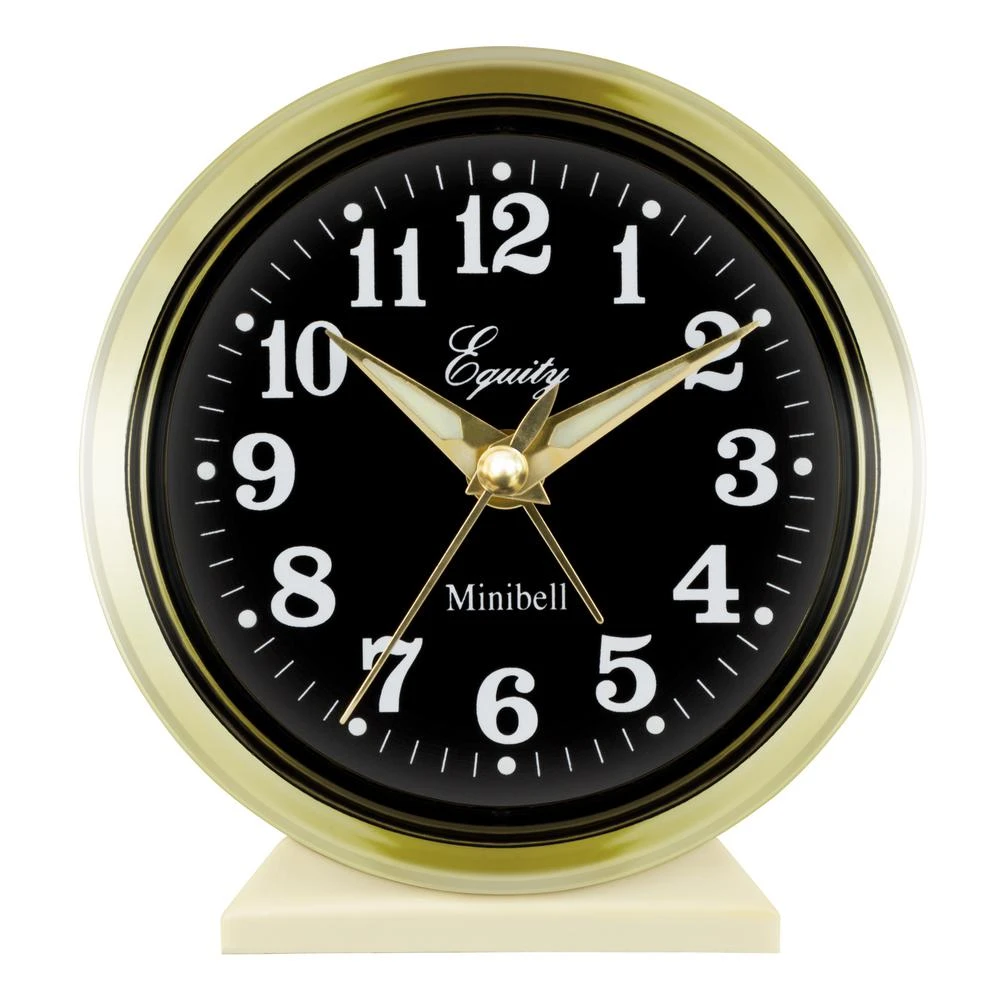 Table Clocks Equity By La Crosse 4 In. Round Analog Wind-Up Bell Metal Alarm Clock 3 Table Clocks Equity By La Crosse 4 In. Round Analog Wind-Up Bell Metal Alarm Clock