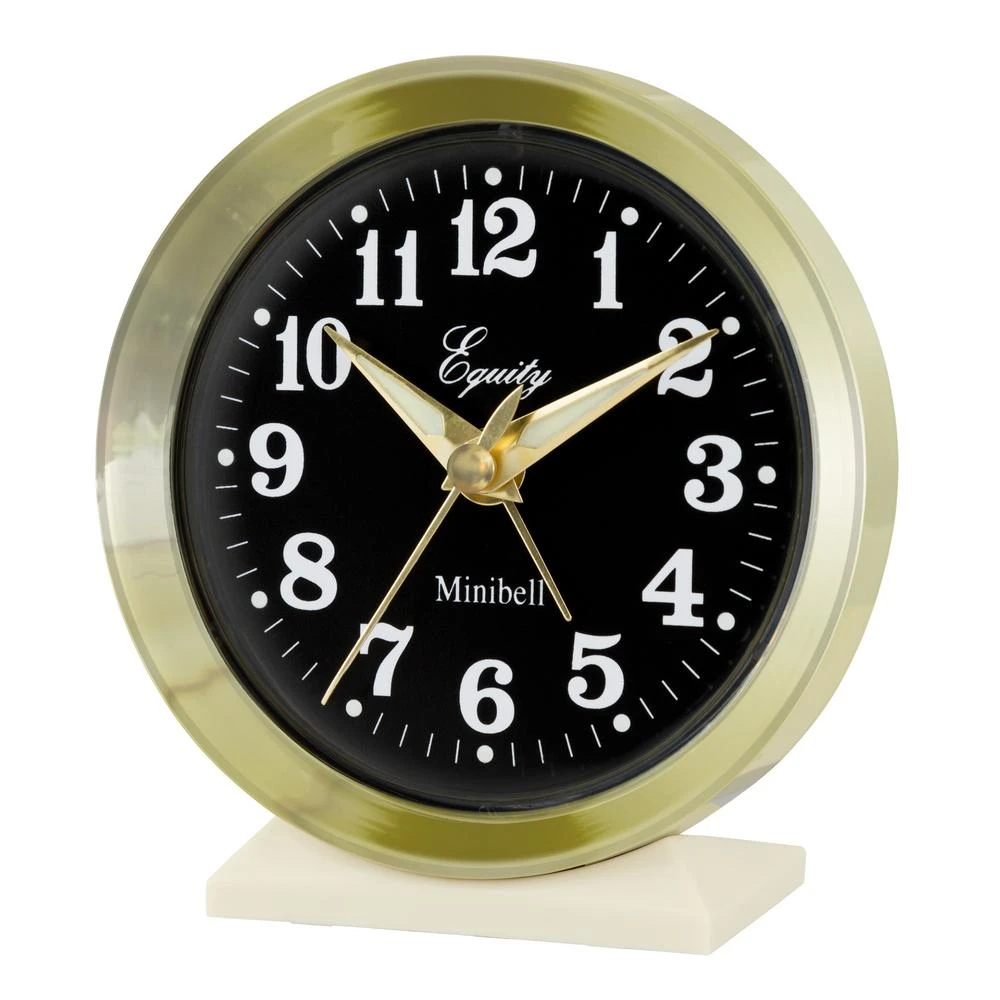 Table Clocks Equity By La Crosse 4 In. Round Analog Wind-Up Bell Metal Alarm Clock 5 Table Clocks Equity By La Crosse 4 In. Round Analog Wind-Up Bell Metal Alarm Clock - Image 3