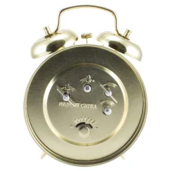 Table Clocks Equity By La Crosse Analog 4.5 In. Round Gold Metal Twin Bell Keywind Alarm Clock -Globe Sales gold equity by la crosse table clocks 13012 4f 1000