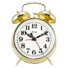 Table Clocks Equity By La Crosse Analog 4.5 In. Round Gold Metal Twin Bell Keywind Alarm Clock
