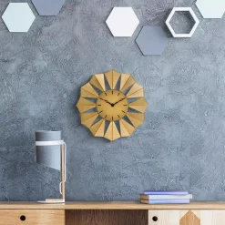 Wall Clocks La Crosse Technology 12.8 In. Gold Metal Sunray Quartz Wall Clock -Globe Sales gold la crosse technology wall clocks 83230 bhg 31 1000