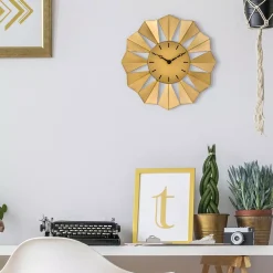 Wall Clocks La Crosse Technology 12.8 In. Gold Metal Sunray Quartz Wall Clock -Globe Sales gold la crosse technology wall clocks 83230 bhg 44 1000