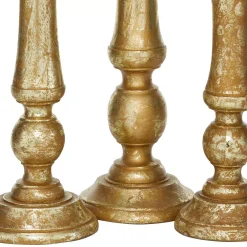 Candle Holders LITTON LANE 18 In. And 15 In. Golden Mango Wood Candle Holder -Globe Sales gold litton lane candle holders 14431 1f 1000