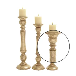 Candle Holders LITTON LANE 18 In. And 15 In. Golden Mango Wood Candle Holder -Globe Sales gold litton lane candle holders 14431 4f 1000