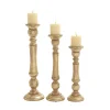 Candle Holders LITTON LANE 18 In. And 15 In. Golden Mango Wood Candle Holder -Globe Sales gold litton lane candle holders 14431 64 1000
