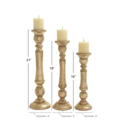 Candle Holders LITTON LANE 18 In. And 15 In. Golden Mango Wood Candle Holder -Globe Sales gold litton lane candle holders 14431 fa 1000