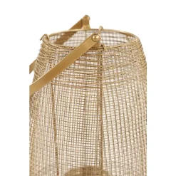 Candle Holders LITTON LANE Large Round Bronze Mesh Metal Lantern Candle Holder With Handle -Globe Sales gold litton lane candle holders 86963 4f 1000