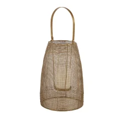 Candle Holders LITTON LANE Large Round Bronze Mesh Metal Lantern Candle Holder With Handle -Globe Sales gold litton lane candle holders 86963 c3 1000