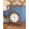 Table Clocks LITTON LANE 13 In. X 9 In. Round Iron Table Clock With Rectangular Iron Frame