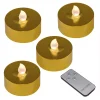Flameless Candles LUMABASE Gold Battery Operated Extra Large Tea Lights With Remote Control And 2-Timers (4-Count) -Globe Sales gold lumabase flameless candles 84004 64 1000