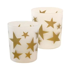 Flameless Candles LUMABASE Gold Stars Battery Operated LED Candles (2-Count)