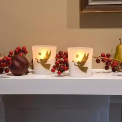 Flameless Candles LUMABASE Gold Angels Battery Operated LED Candles (2-Count) -Globe Sales gold lumabase flameless candles 96602 4f 1000