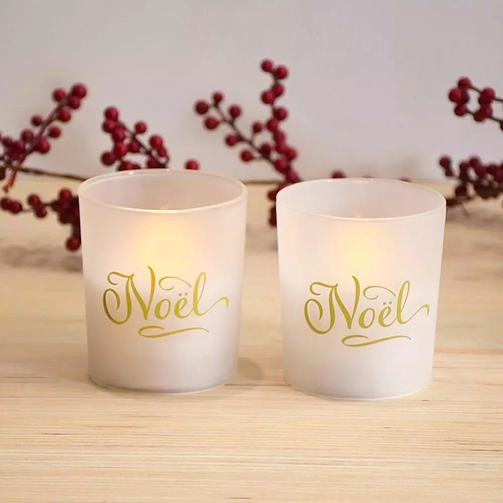 Flameless Candles LUMABASE Battery Operated Noel Glass LED Candles (Set Of 2) 5 Flameless Candles LUMABASE Battery Operated Noel Glass LED Candles (Set Of 2) - Image 3