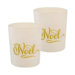 Flameless Candles LUMABASE Battery Operated Noel Glass LED Candles (Set Of 2)
