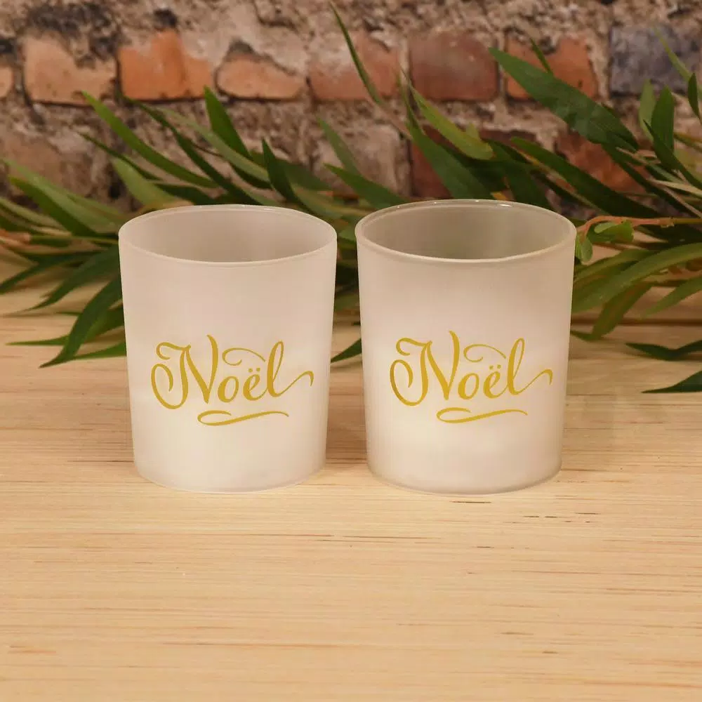 Flameless Candles LUMABASE Battery Operated Noel Glass LED Candles (Set Of 2) 4 Flameless Candles LUMABASE Battery Operated Noel Glass LED Candles (Set Of 2) - Image 2