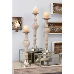 IMAX Trisha Yearwood Nightingale Candle Holders (Set Of 3) -Globe Sales gray imax candle holders 75100 3 31 1000