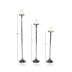 Candle Holders LITTON LANE 40 In. X 32 In. And 37 In. Modern Gray Aluminum Candle Holder (Set Of 3) -Globe Sales gray litton lane candle holders 38038 1f 1000