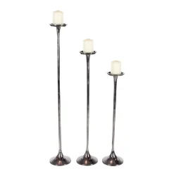 Candle Holders LITTON LANE 40 In. X 32 In. And 37 In. Modern Gray Aluminum Candle Holder (Set Of 3) -Globe Sales gray litton lane candle holders 38038 c3 1000