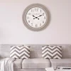 Wall Clocks Pinnacle Woodgrain Circle Washed Grey Wall Clock -Globe Sales gray pinnacle wall clocks 1805 3807 64 1000