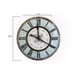 Wall Clocks 3R Studios Distressed Mint Green Wood Wall Clock -Globe Sales green 3r studios wall clocks hd3383 1f 1000