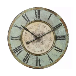 Wall Clocks 3R Studios Distressed Mint Green Wood Wall Clock