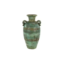 Vases LITTON LANE Distressed Green, Black, And Yellow Terracotta Amphora Decorative Vase