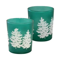 Flameless Candles LUMABASE LED Wax Candle In Green Pine Glass (2-Count)