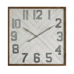 Wall Clocks 3R Studios Grey Square Wood And Metal Wall Clock