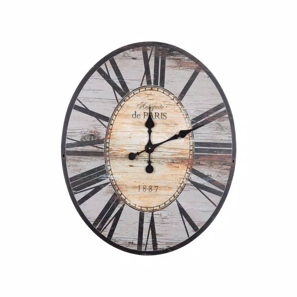 Wall Clocks 3R Studios Distressed Grey Wood Wall Clock 4 Wall Clocks 3R Studios Distressed Grey Wood Wall Clock - Image 2