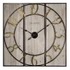 Wall Clocks Bulova Oversized 3-Panel Square Gallery Clock With A Weathered Wood -Globe Sales grey bulova wall clocks c4113 64 1000