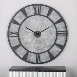 Wall Clocks LITTON LANE 35 In. X 35 In. Modern Iron And Wood Wall Clock -Globe Sales grey litton lane wall clocks 27278 31 1000