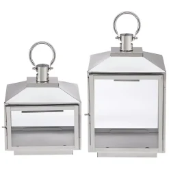 Candle Holders Home Decorators Collection Home Decorators Collection Silver Stainless Steel Candle Hanging Or Tabletop Lantern (Set Of 2)