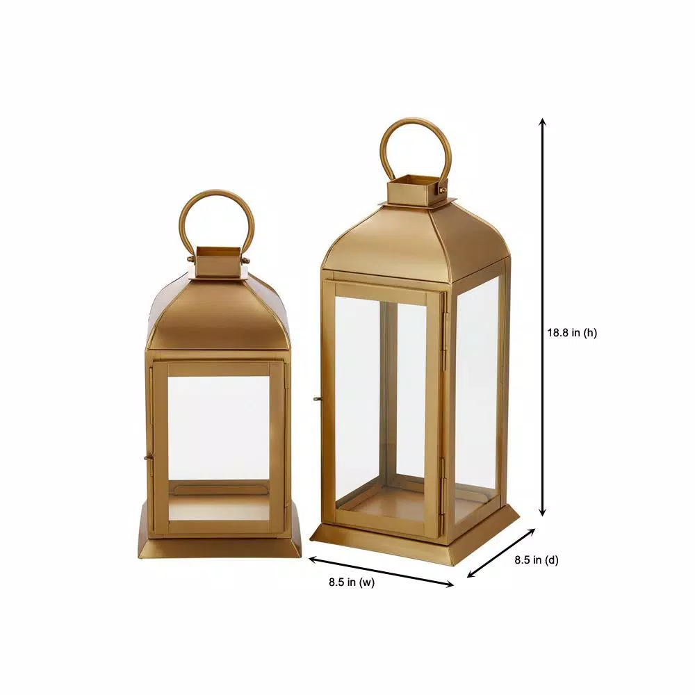 Candle Holders Home Decorators Collection Home Decorators Collection Gold Stainless Steel Candle Hanging Or Tabletop Lantern (Set Of 2) 4 Candle Holders Home Decorators Collection Home Decorators Collection Gold Stainless Steel Candle Hanging Or Tabletop Lantern (Set Of 2) - Image 2